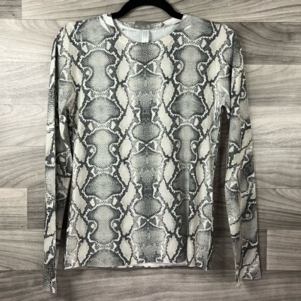 Whimsy Rose Womens Casual Shirt Gray‎ Sublimation Snake Long Sleeve Stretch XS